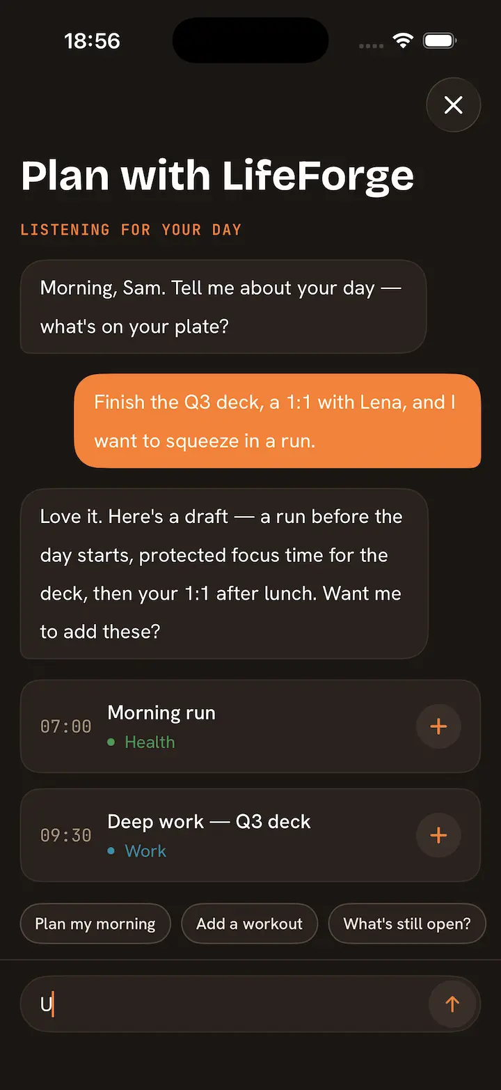 LifeForge chat with AI