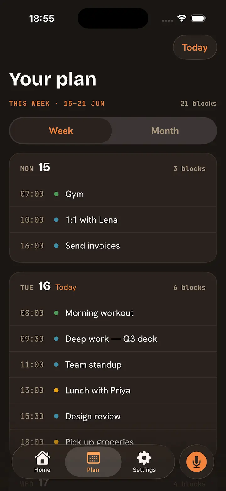 LifeForge plan screen